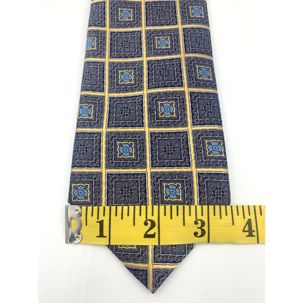 Ermenegildo Zegna Men's Neck Tie Blue Geometric‎ Made in Italy